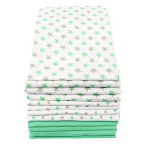 MuslinZ 12 Pack Muslin Squares - Mint Stars