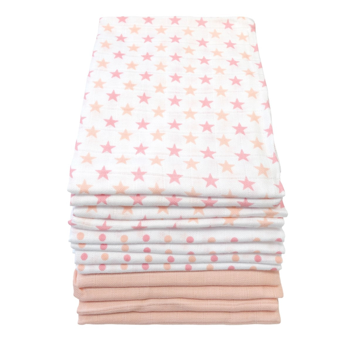 Muslin Squares 12 Pack - Spots & Stars