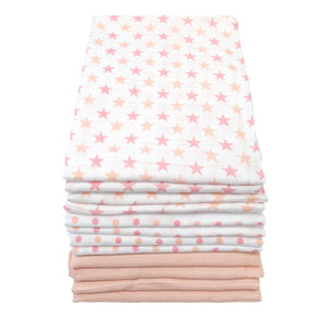 MuslinZ 12 Pack Muslin Squares - Blue / Pink / Violet / Mint