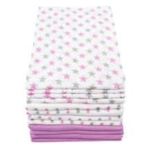 MuslinZ 12 Pack Muslin Squares - Blue / Pink / Violet / Mint