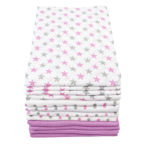 Muslin Squares 12 Pack - Spots & Stars