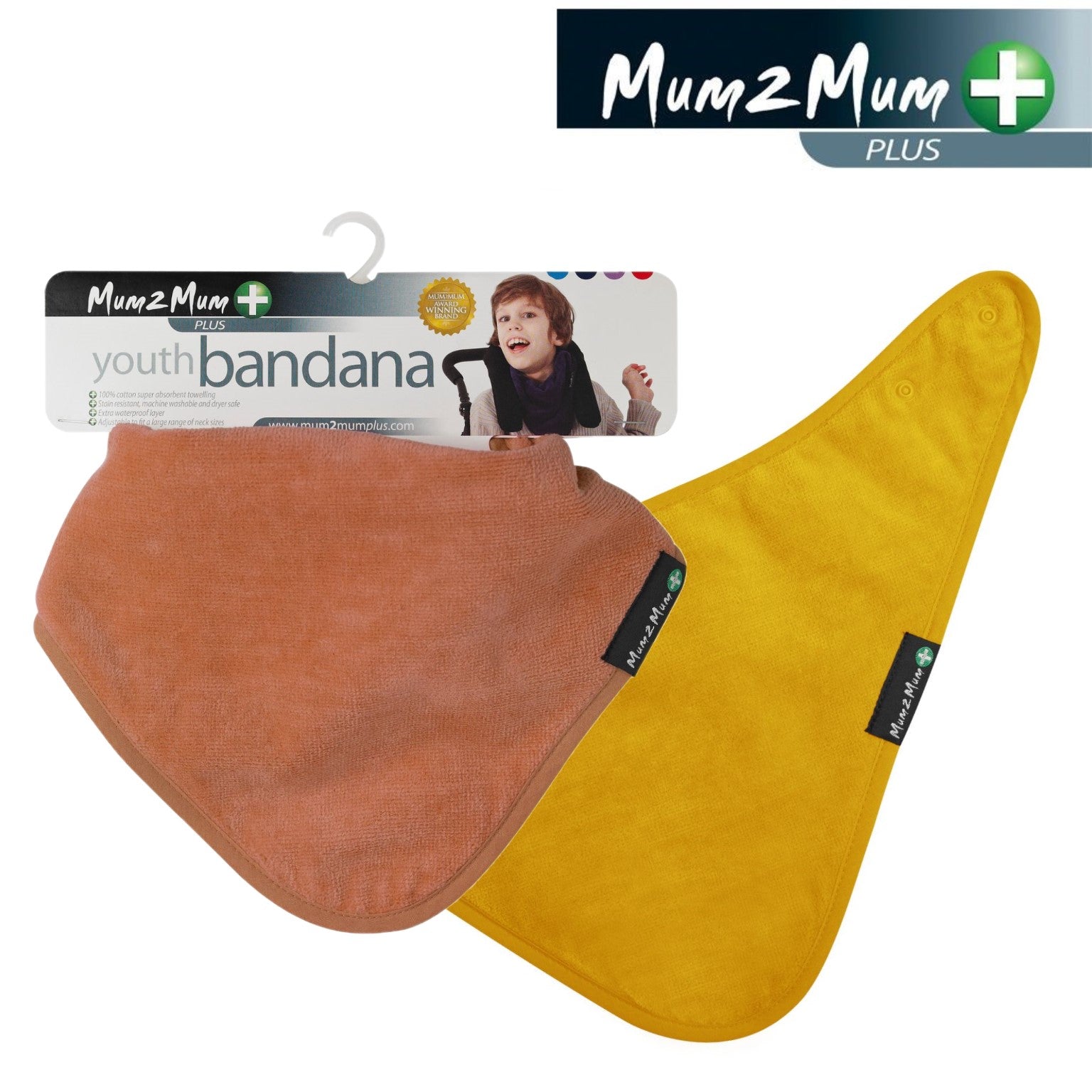 2 PACK - Mum 2 Mum PLUS Youth Bandana ages 5-15yrs - ANY COLOURS - Baby&More