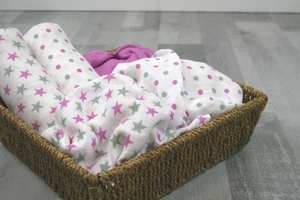 MuslinZ 12 Pack Muslin Squares, Violet Stars