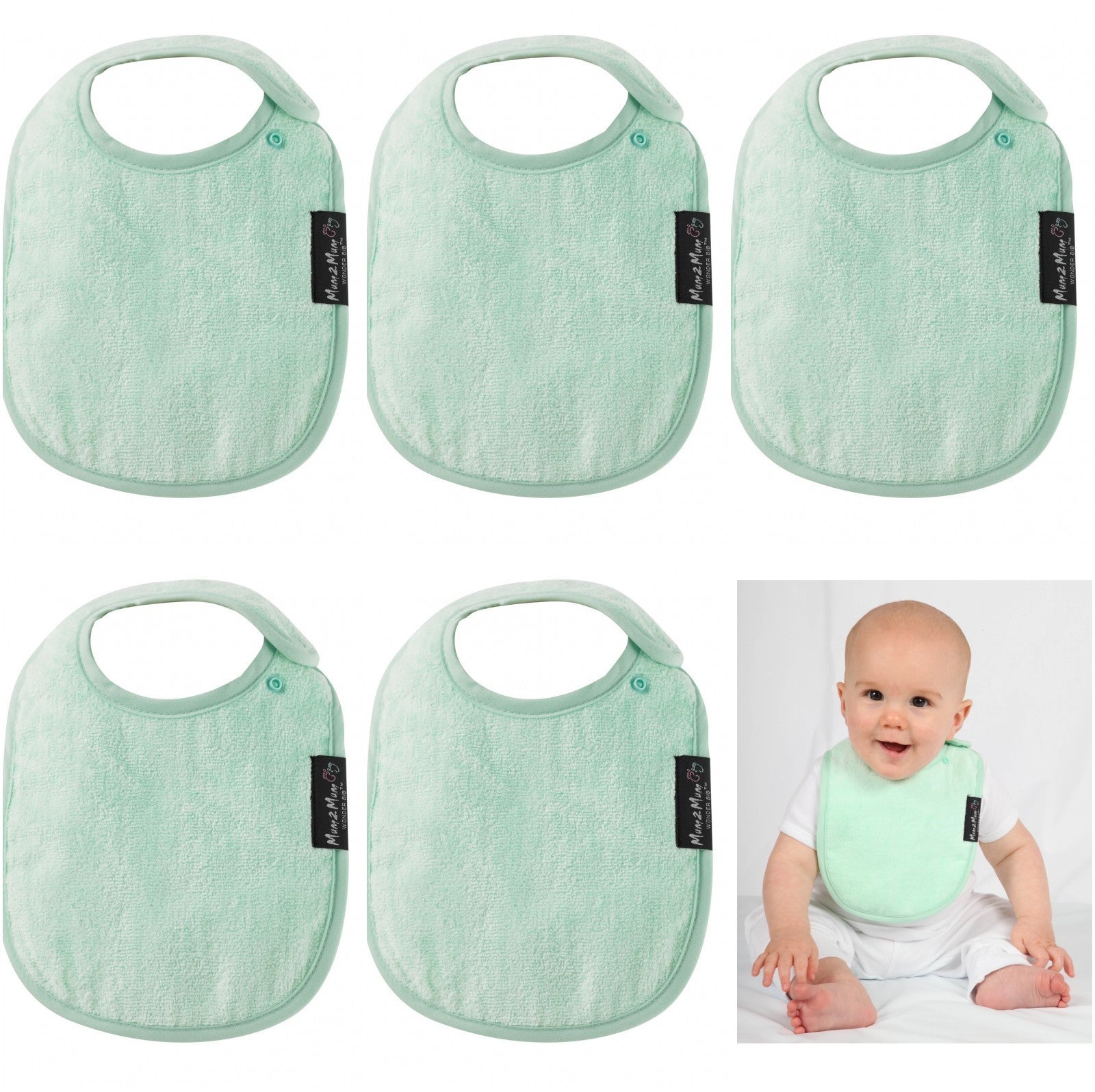 5 PACK - Mum 2 Mum Infant Wonder Bibs - ANY COLOURS - Baby&More