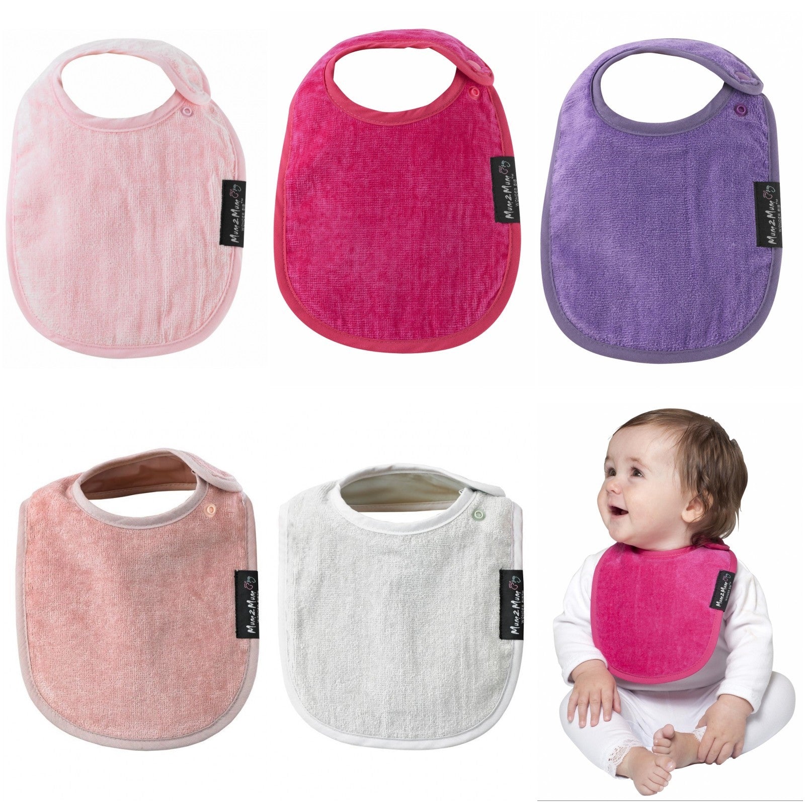5 PACK - Mum 2 Mum Infant Wonder Bibs - ANY COLOURS - Baby&More