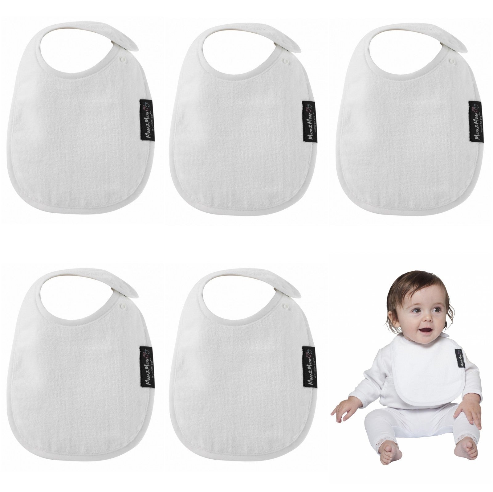 5 PACK - Mum 2 Mum Infant Wonder Bibs - ANY COLOURS - Baby&More