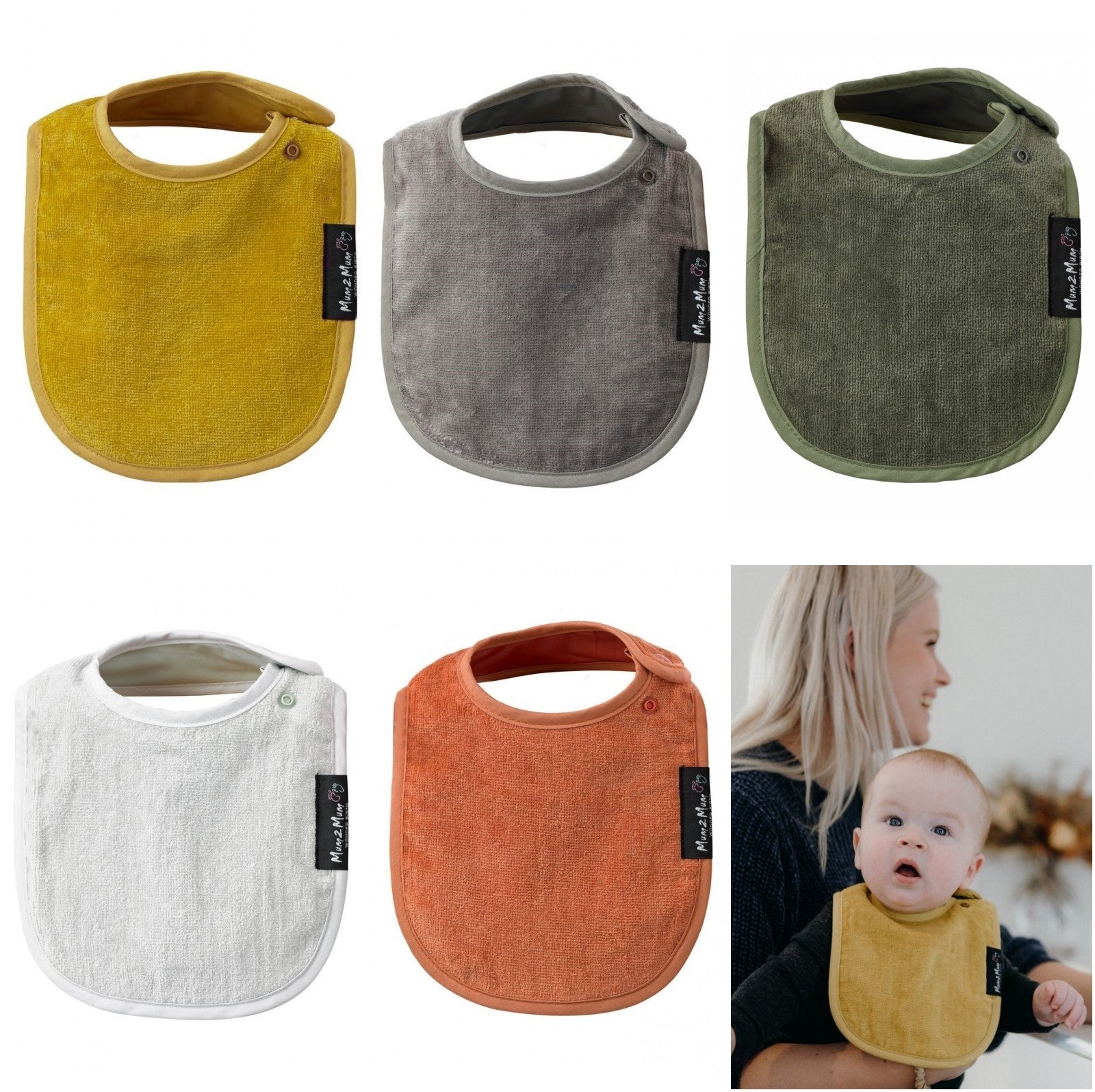 5 PACK - Mum 2 Mum Infant Wonder Bibs - ANY COLOURS - Baby&More
