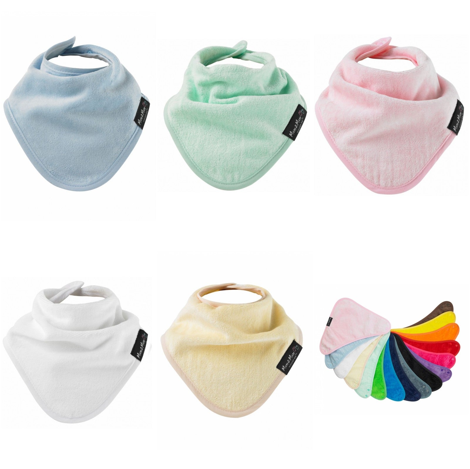 5 PACK - Mum 2 Mum Bandana Style Baby Bibs - ANY COLOURS