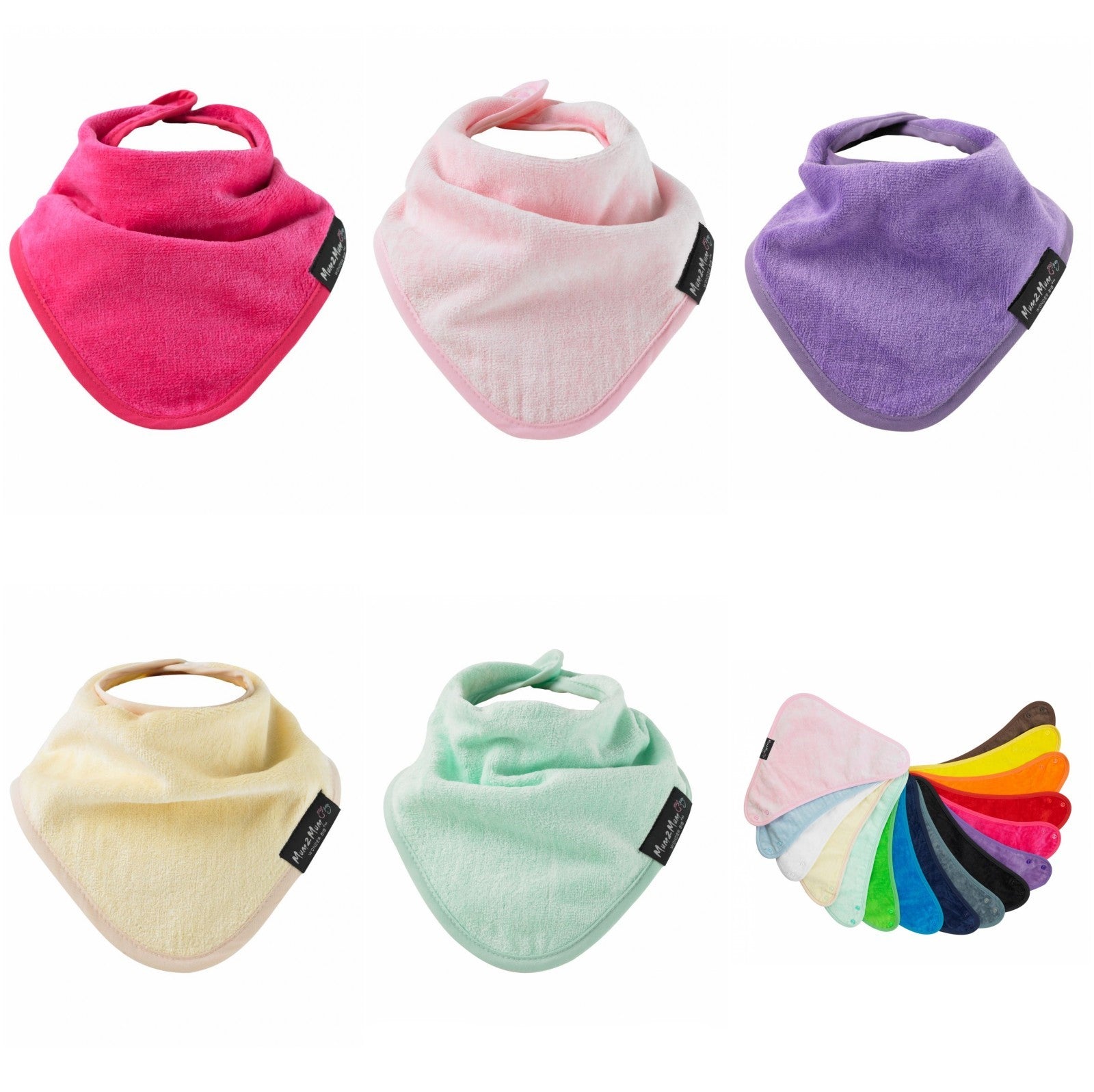 5 PACK - Mum 2 Mum Bandana Style Baby Bibs - ANY COLOURS