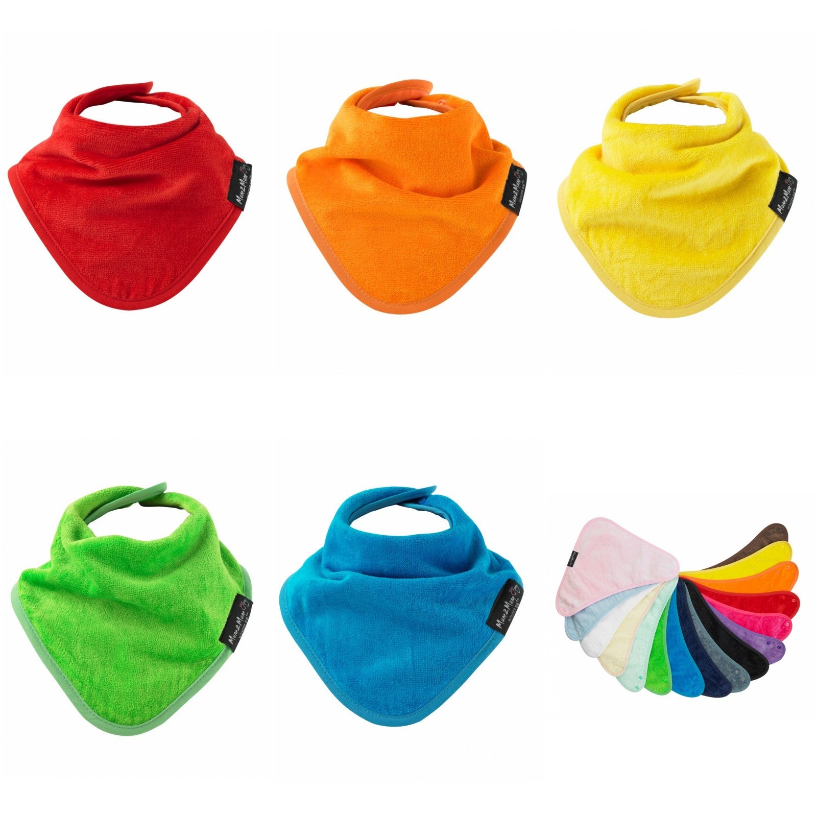 5 PACK - Mum 2 Mum Bandana Style Baby Bibs - ANY COLOURS