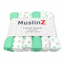 MuslinZ Lot de 6 carrés de mousseline – 6 couleurs et motifs