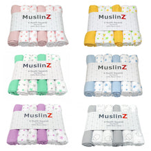 MuslinZ 6 Pack Muslin Squares - 6 Colours and Patterns