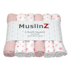 MuslinZ 6 Pack Muslin Squares - 6 Colours and Patterns