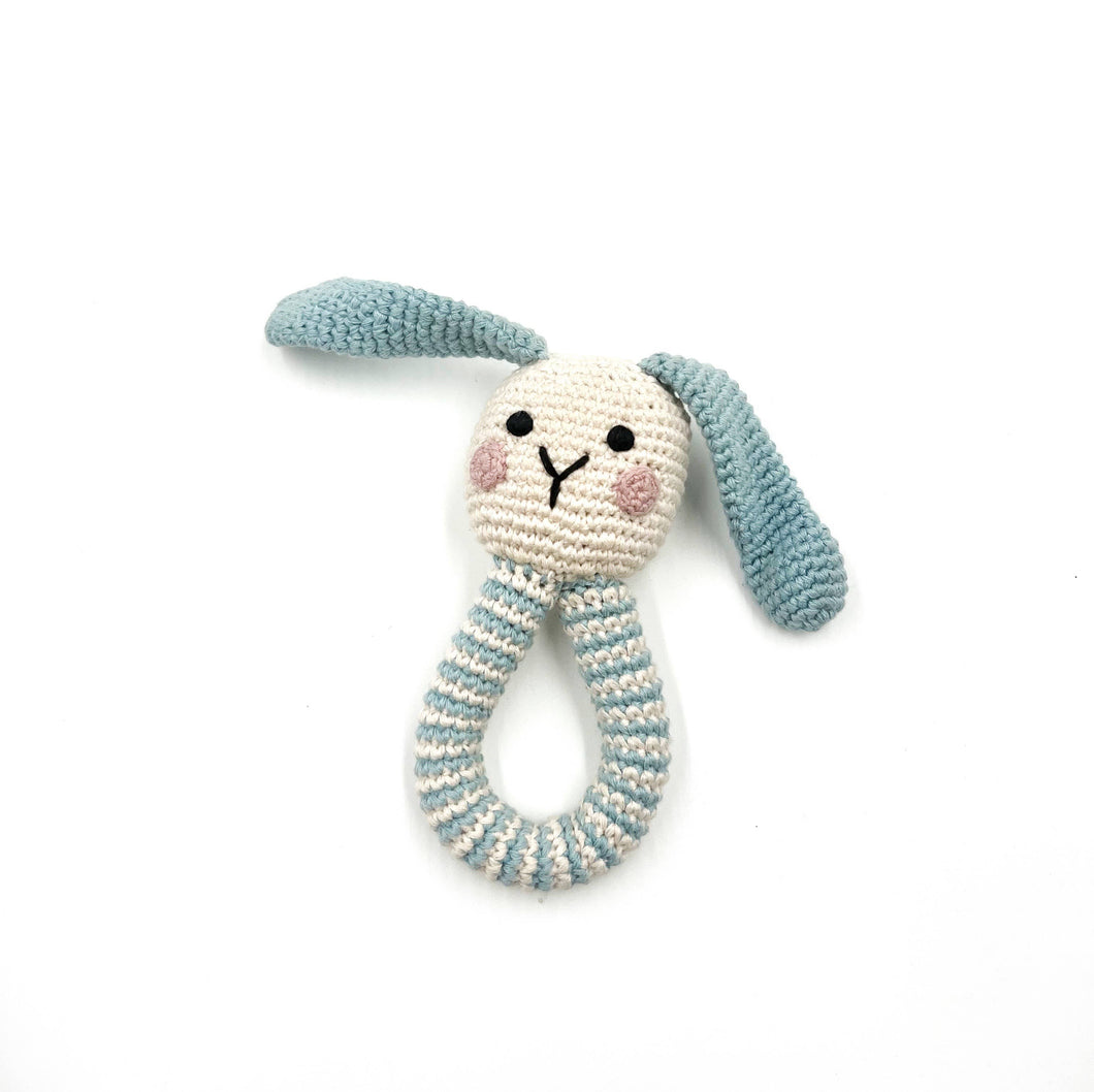 Bunny Ring Rattle - Duck Egg Blue