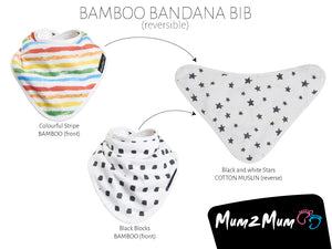 Bavoir bandana en bambou Mum 2 Mum - 8 motifs réversibles