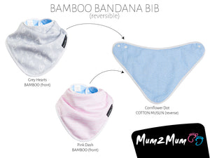 Bavoir bandana en bambou Mum 2 Mum - 8 motifs réversibles