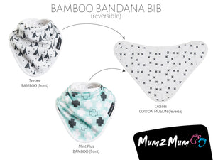 Bavoir bandana en bambou Mum 2 Mum - 8 motifs réversibles