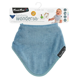 Compre 2 y obtenga 1 a mitad de precio | Paquete de 3 baberos para bebé estilo bandana Mum 2 Mum - Denim, azul bebé y piedra 