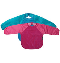 2 x Mum 2 Mum Long Sleeved Wonder Bibs Weaning in Cerise / Teal