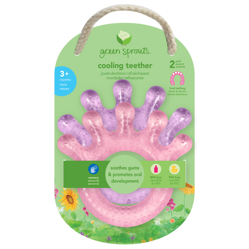 Anneau de dentition rafraîchissant - Paquet de deux - Rose et violet / Bleu et vert
