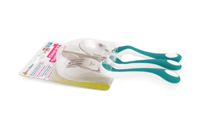 Toddler Training Cutlery 3pc set with Clever Grip - Teal/White