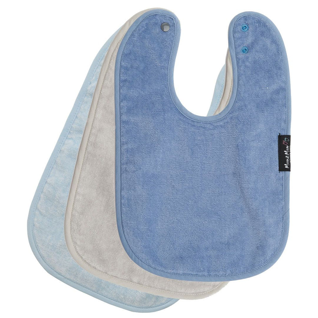 3 PACK - Mum 2 Mum Standard Bibs - Denim / Baby Blue / Stone
