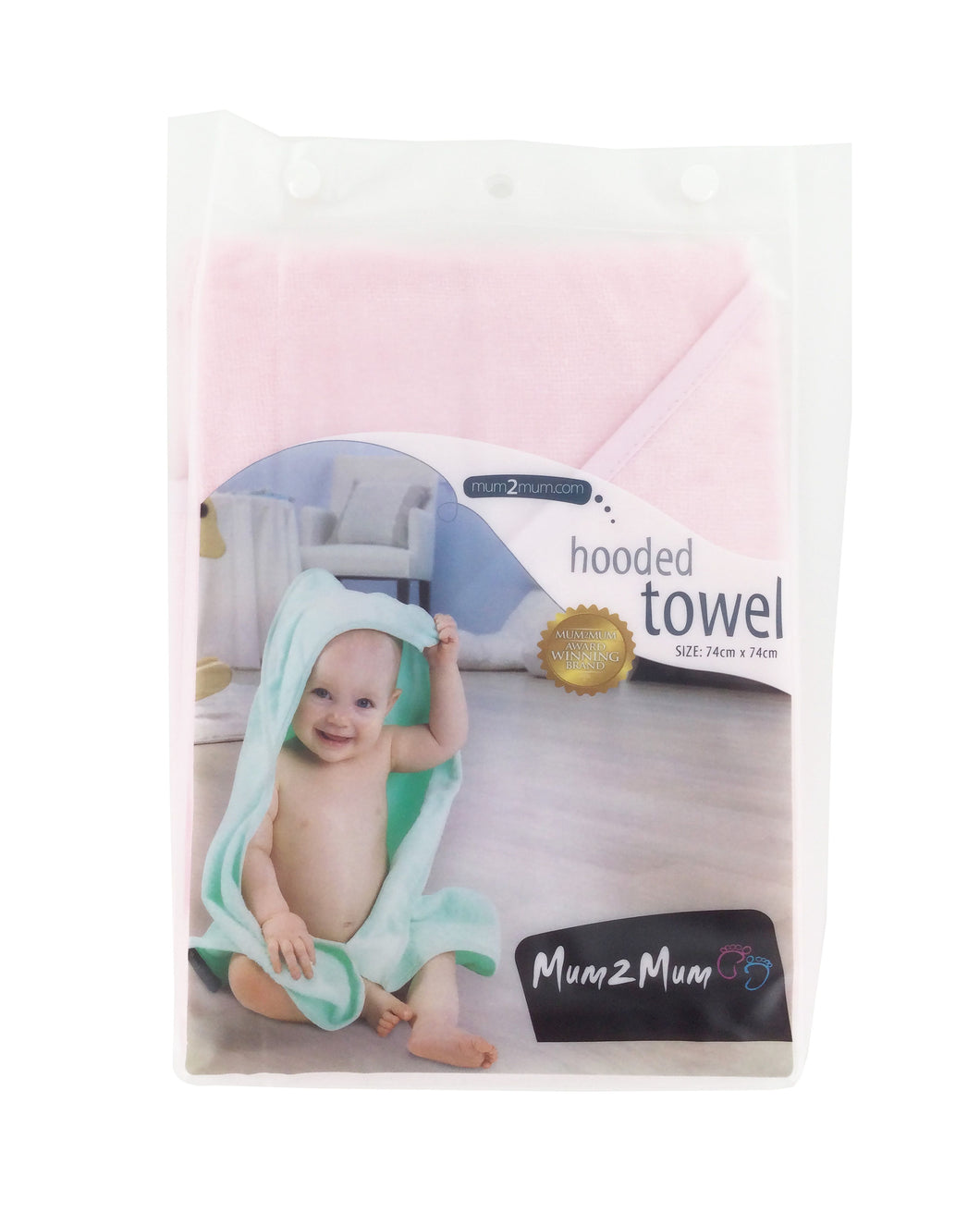 Mum 2 Mum Hooded Towel Baby Pink
