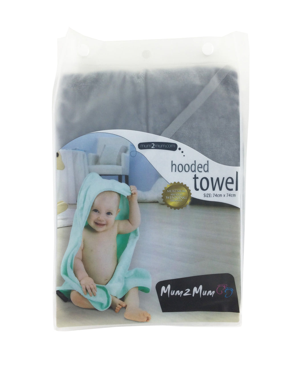 Mum 2 Mum Hooded Towel - Grey