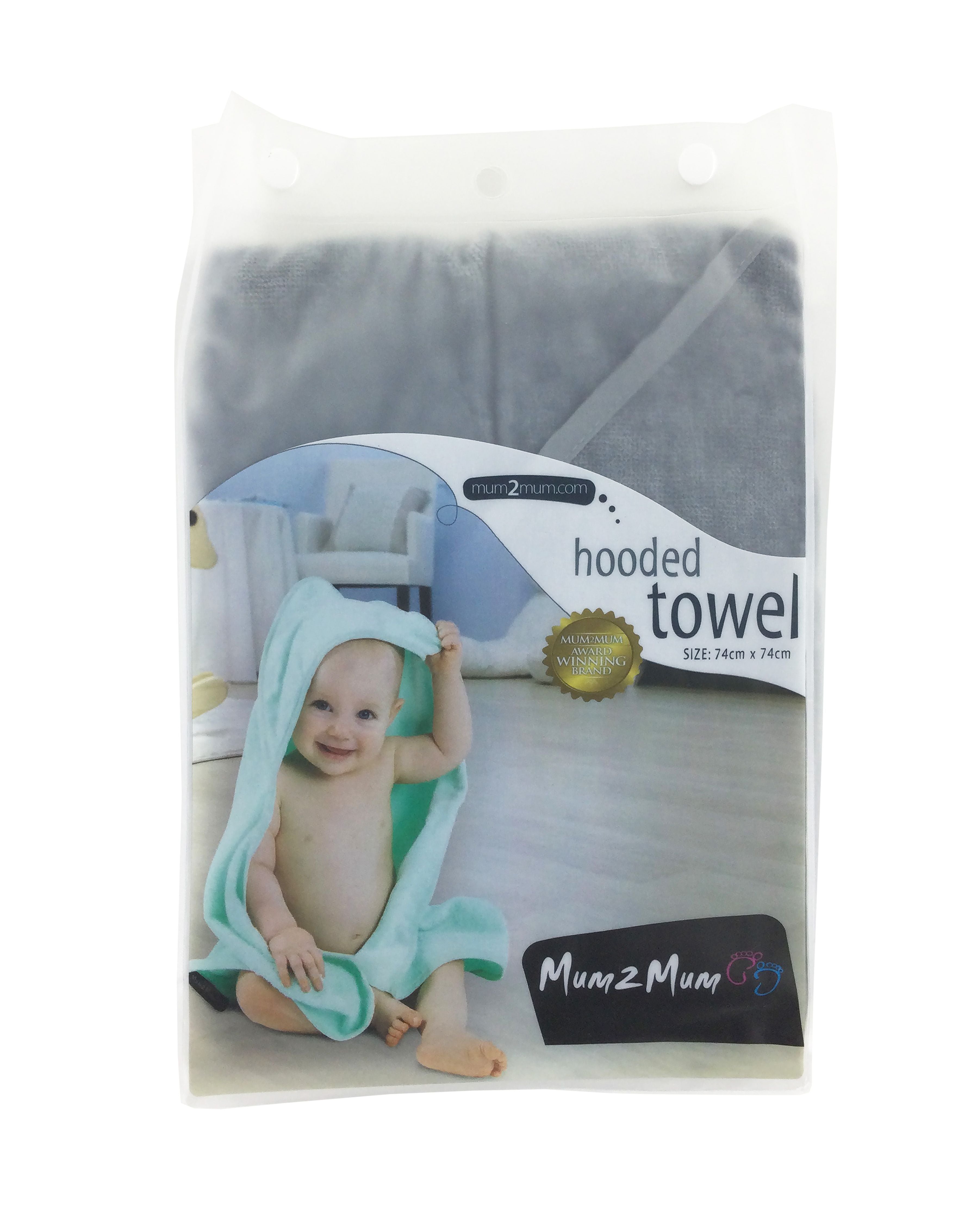 Mum 2 Mum Hooded Towel - Grey