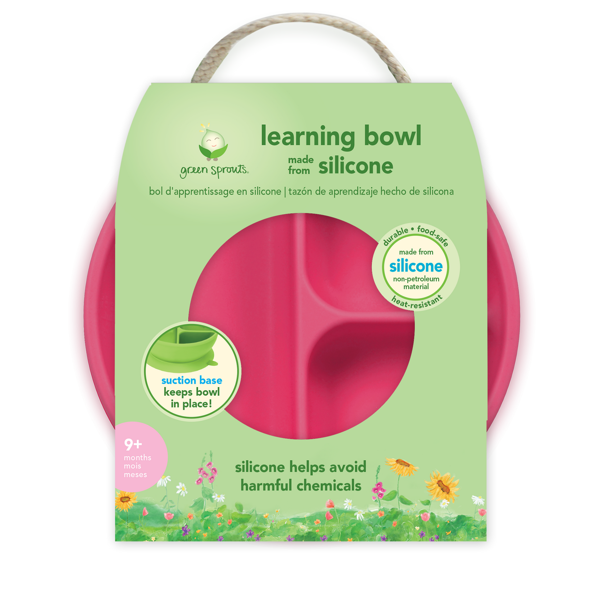 Learning Bowl made from Silicone in Pink, Green, Navy Blue or Aqua