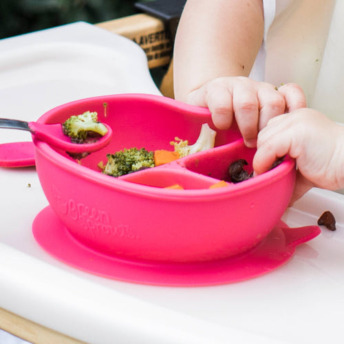 Learning Bowl made from Silicone in Pink, Green, Navy Blue or Aqua