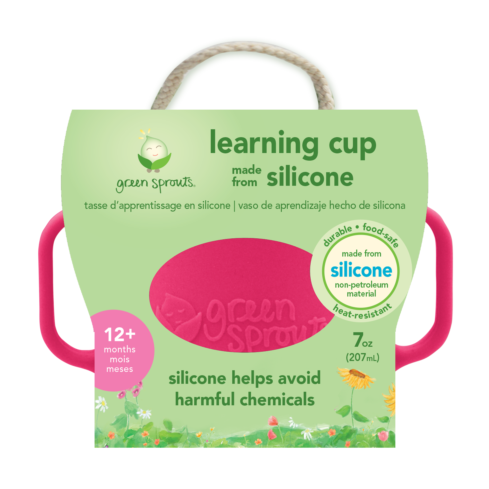 Learning Cup made from Silicone in Pink, Navy Blue or Green