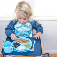 Assiette d'apprentissage en silicone rose, vert, bleu marine ou aqua