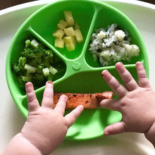 Assiette d'apprentissage en silicone rose, vert, bleu marine ou aqua