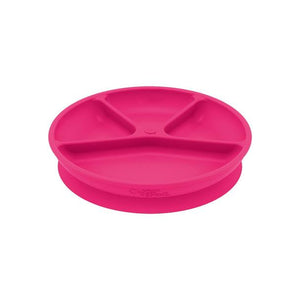 Assiette d'apprentissage en silicone rose, vert, bleu marine ou aqua