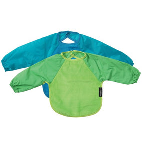 2 x Mum 2 Mum Long Sleeved Wonder Bibs Weaning in Lime / Teal