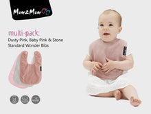 Compre 2 y obtenga 1 a mitad de precio | Pack de 3 baberos estándar Mum 2 Mum: rosa polvoriento, rosa bebé y piedra
