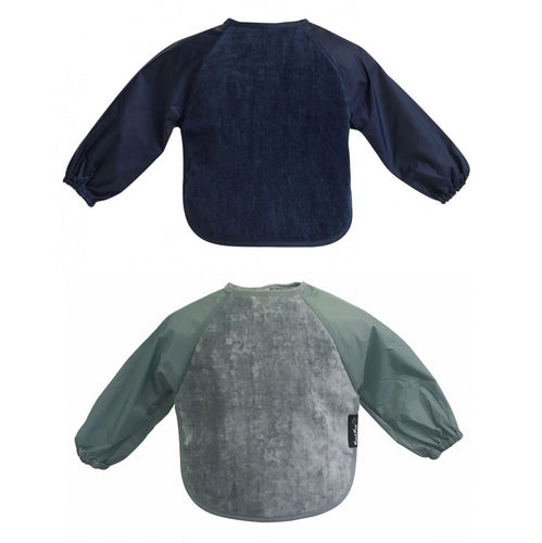 2 x Mum 2 Mum Long Sleeved Wonder Bibs Weaning in Grey / Navy