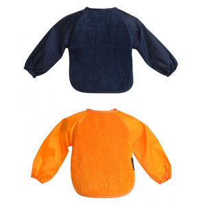 2 x Mum 2 Mum Long Sleeved Wonder Bibs Weaning in Orange / Navy