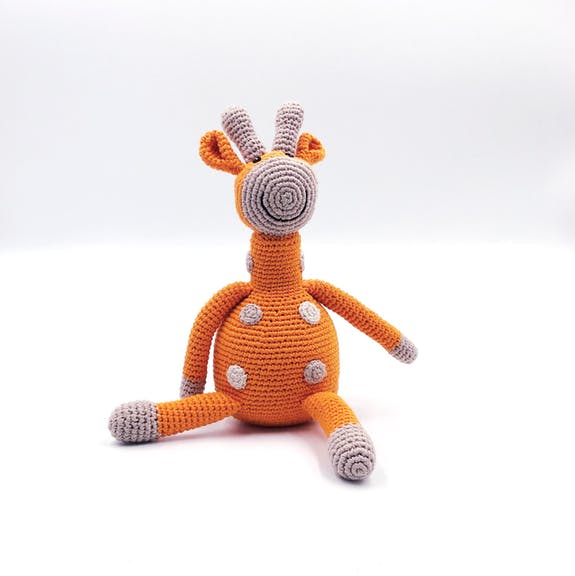 Organic Giraffe Rattle Toy, Orange or Taupe
