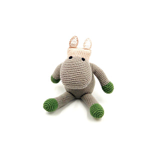 Organic Hippo Rattle Toy Grey