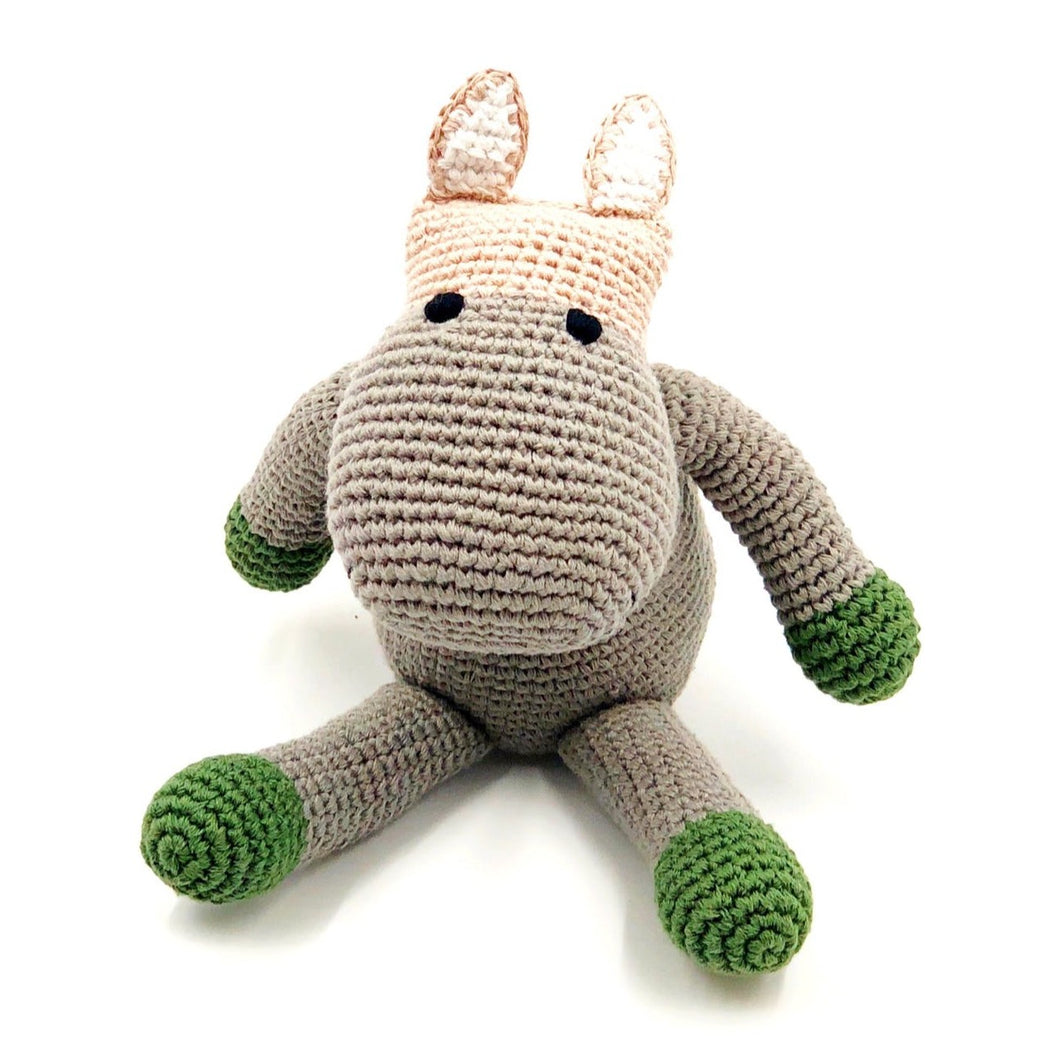 Organic Hippo Rattle Toy Grey