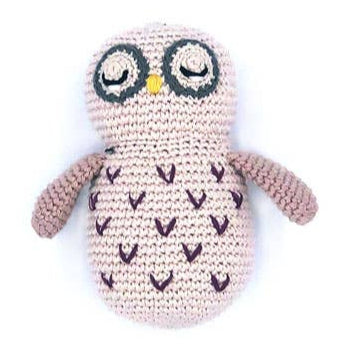 Hochet Chouette - Rose Pâle