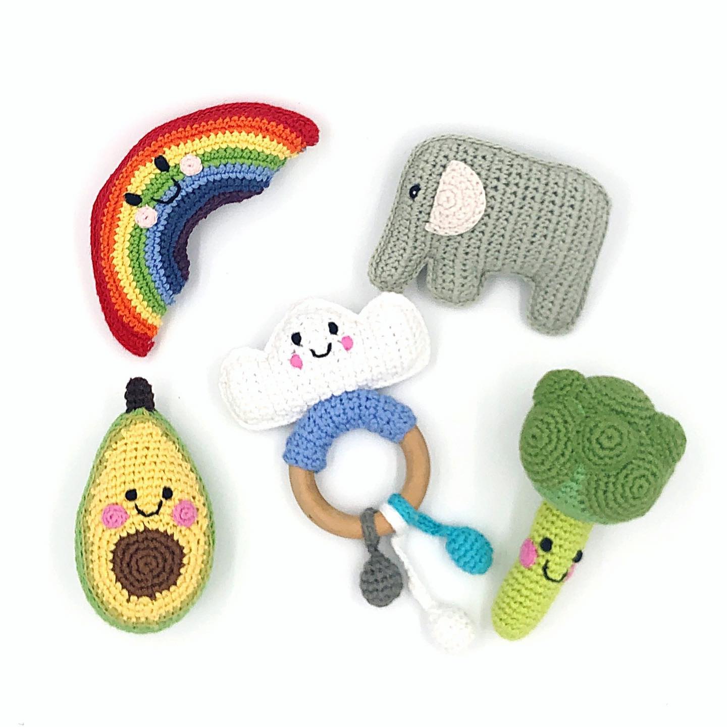 Organic Elephant Rattle - Sage Green