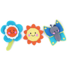 Friendly Flower Rattle with Stem Blue