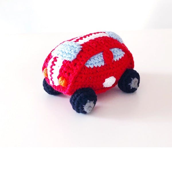 Sonajero de coche de carreras rojo