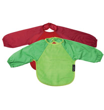 2 x Mum 2 Mum Long Sleeved Wonder Bibs Weaning in Lime / Red