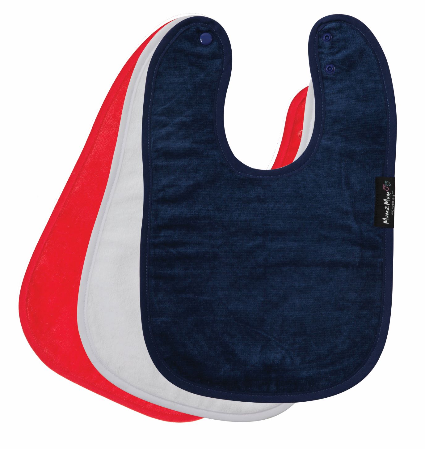 3 PACK - Mum 2 Mum Standard Wonder Bibs - ANY COLOURS