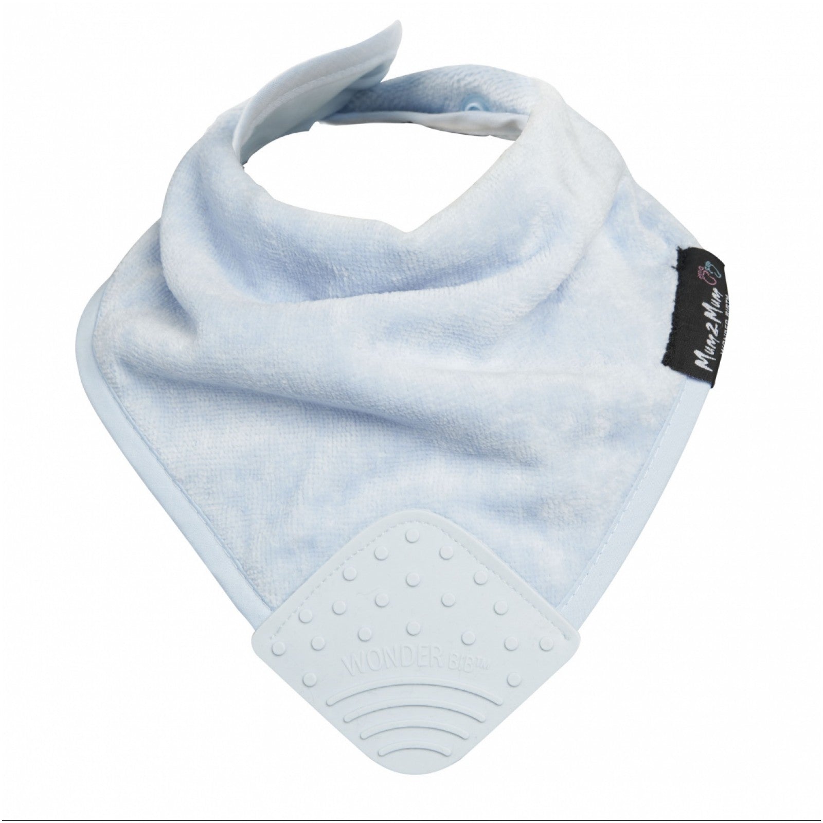 Teething Wonderbib Silicone Baby Blue Worn