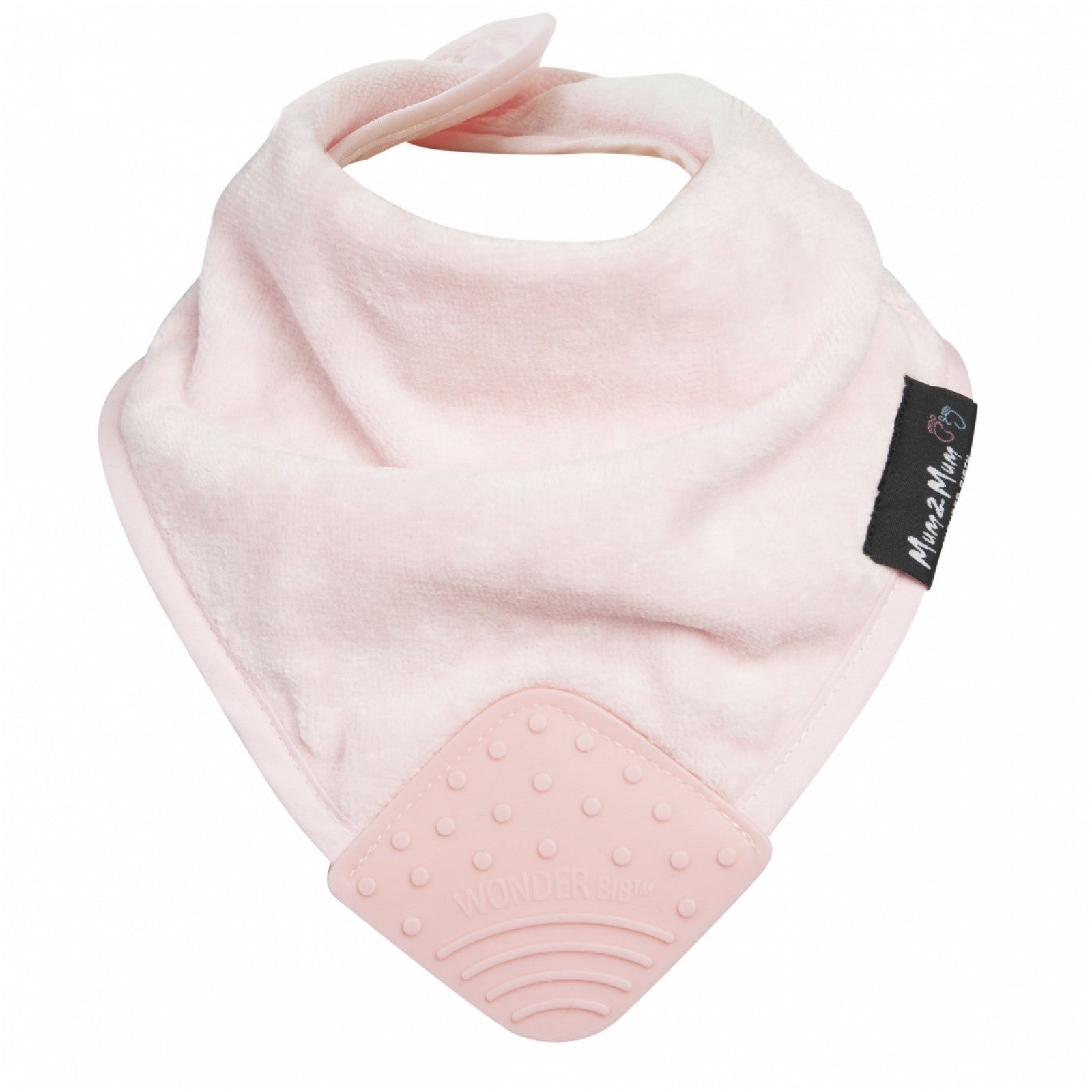 Teething Wonderbib Silicone Baby Pink Worn